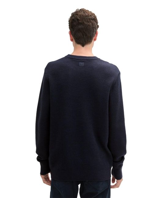 Tom Tailor Comfort Wool - Pullover mit Struktur in Blue für Herren