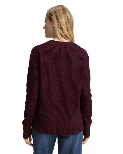 Tom Tailor Purple Strickpullover mit V-Ausschnitt