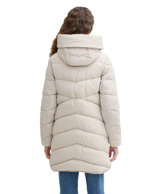 Tom Tailor White Puffermantel mit Kapuze