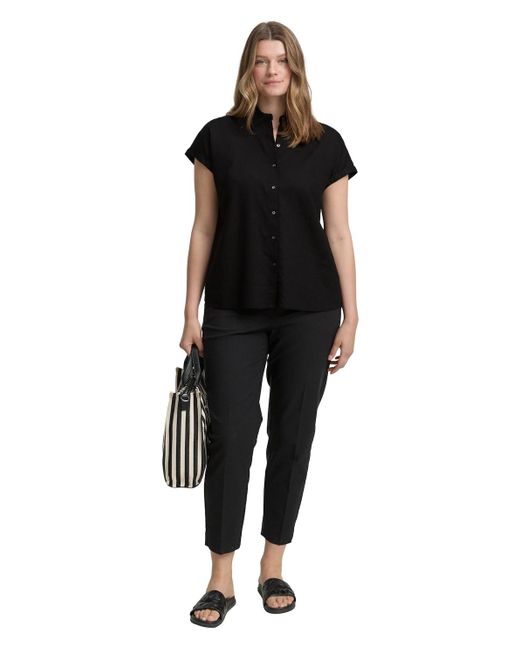 Tom Tailor Black Plus Size - Loose Fit Bluse mit Leinenanteil