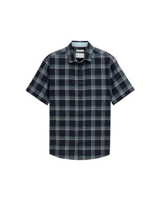 Tom Tailor Regular Fit Kurzarmhemd mit Leinenanteil in Blue für Herren
