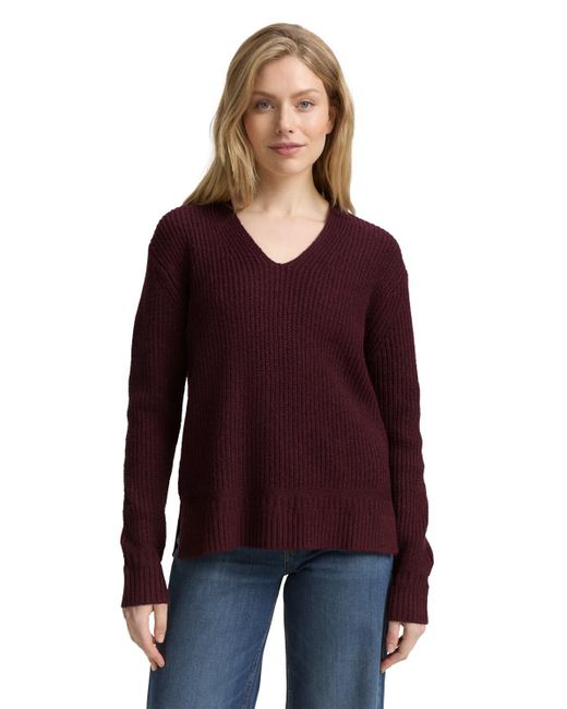 Tom Tailor Purple Strickpullover mit V-Ausschnitt