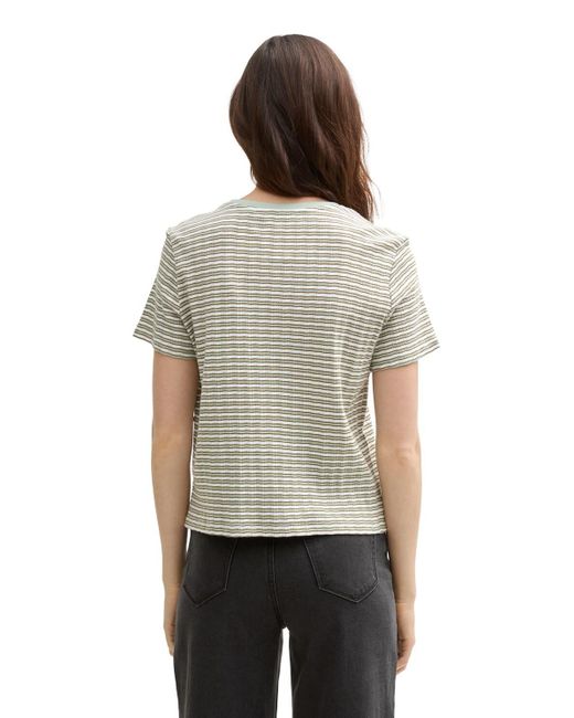 Tom Tailor White DENIM Boxy Fit Pointelle T-Shirt