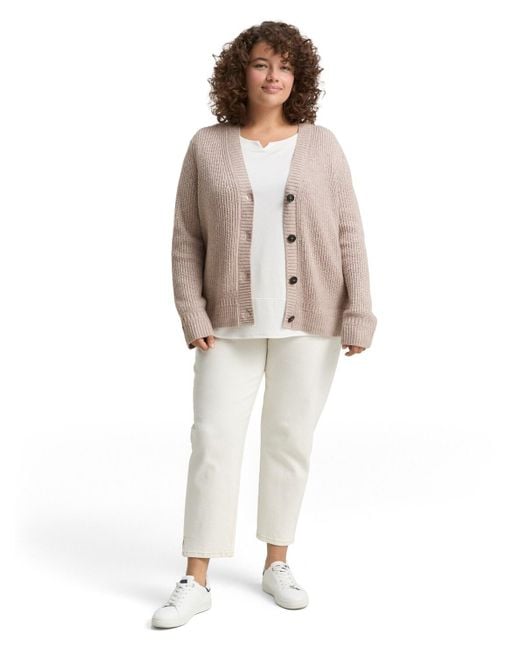 Tom Tailor White Plus Size - Ripp Cardigan mit V-Ausschnitt