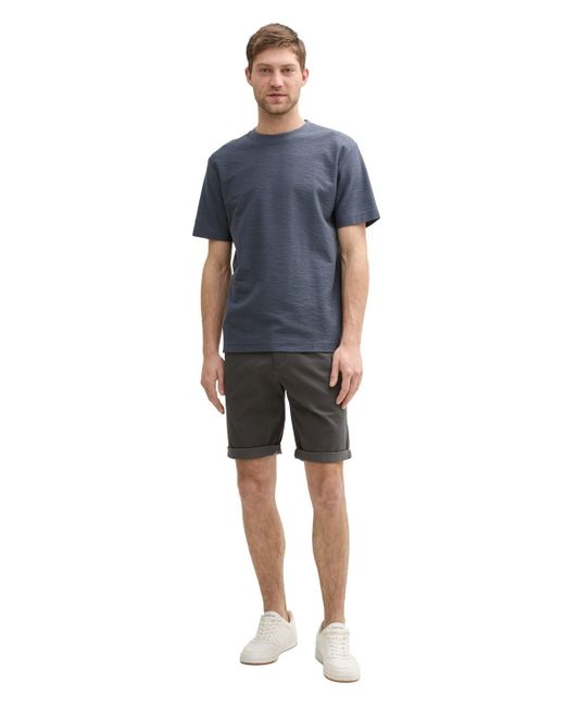 Tom Tailor Basic T-Shirt mit Struktur in Blue für Herren