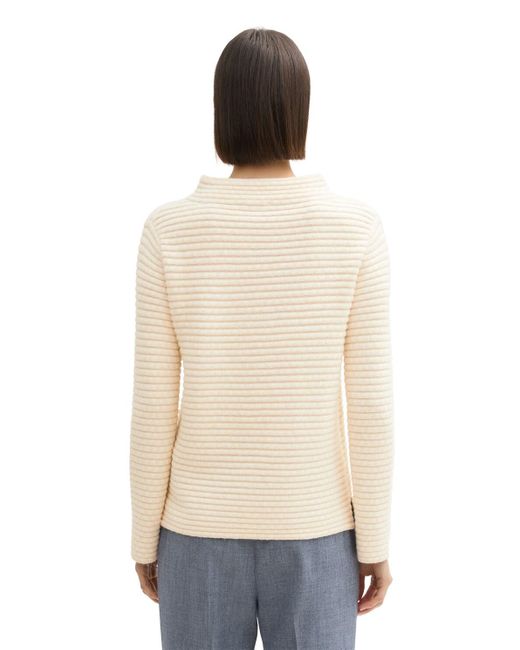 Tom Tailor White Strickpullover mit Stehkragen