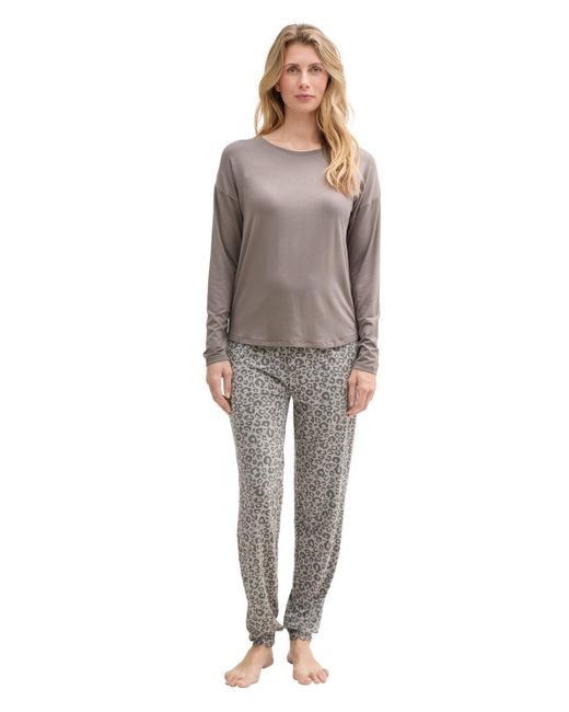Tom Tailor Gray Pyjama-Set mit Allover-Print