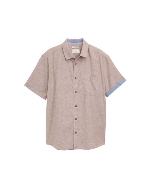 Tom Tailor Regular Fit Kurzarmhemd mit Leinenanteil in Gray für Herren