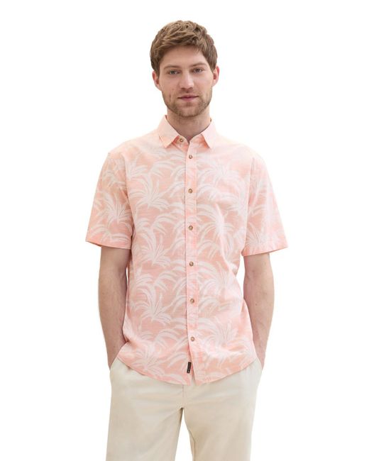 Tom Tailor Kurzarmhemd mit Print in Pink für Herren