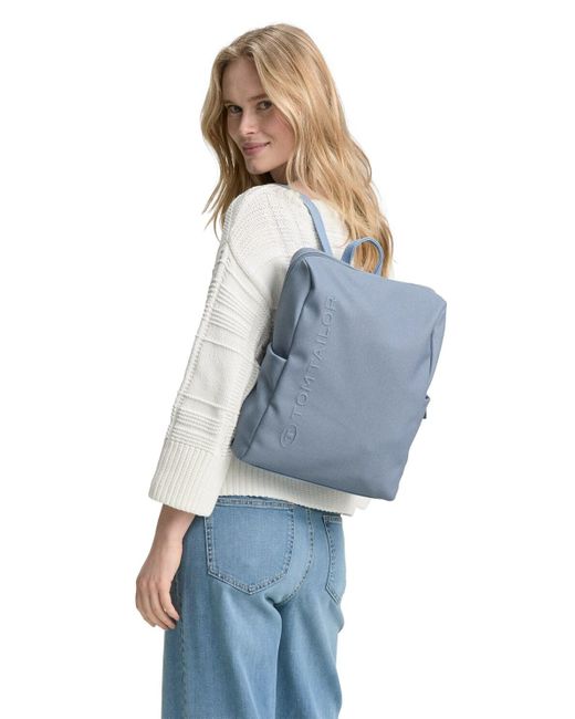 Tom Tailor Blue TTROSA M Rucksack in Canvas-Optik mit Logoprägung