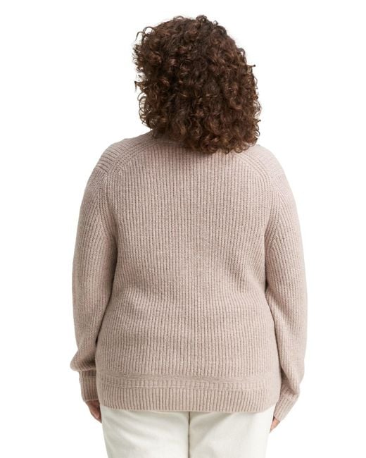Tom Tailor White Plus Size - Ripp Cardigan mit V-Ausschnitt