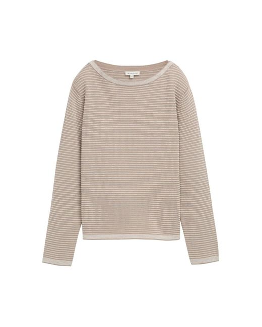 Tom Tailor Natural Strickpullover mit U-Boot-Ausschnitt