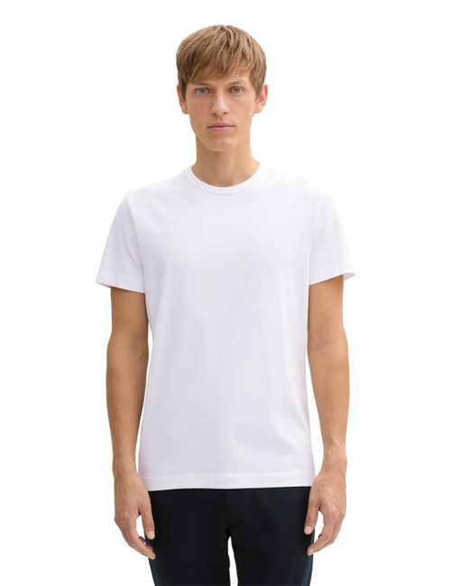 Tom Tailor Slim Fit T-Shirt mit Stretch-Anteil in White für Herren