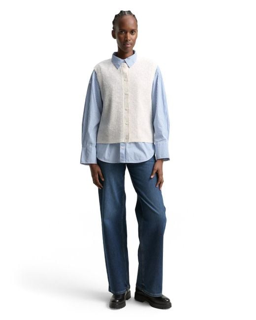 Tom Tailor White DENIM Pullunder mit Knopfleiste