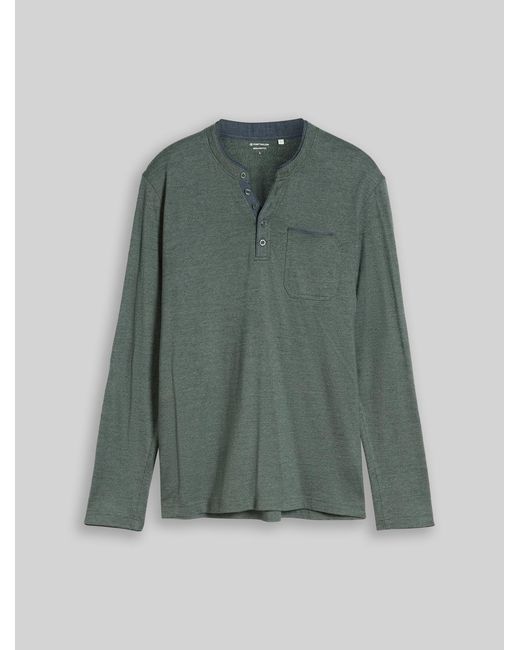 Tom Tailor Serafino Langarmshirt mit Brusttasche in Green für Herren