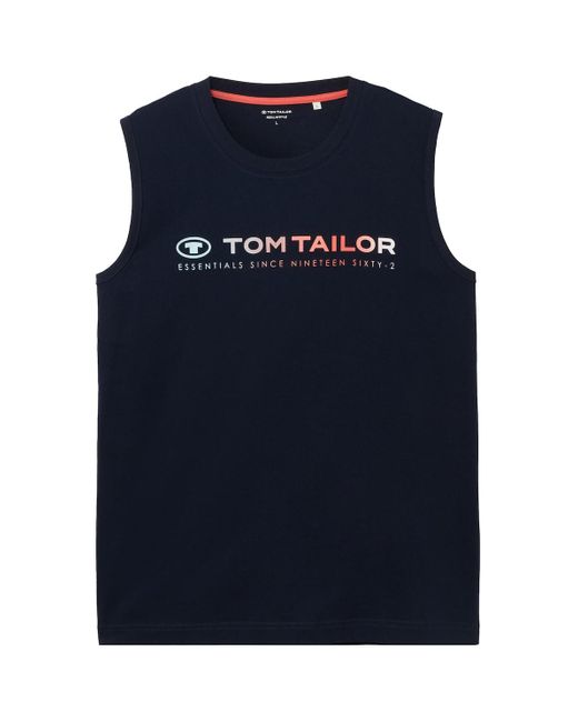 Tom Tailor Tanktop mit Logo Print in Blue für Herren