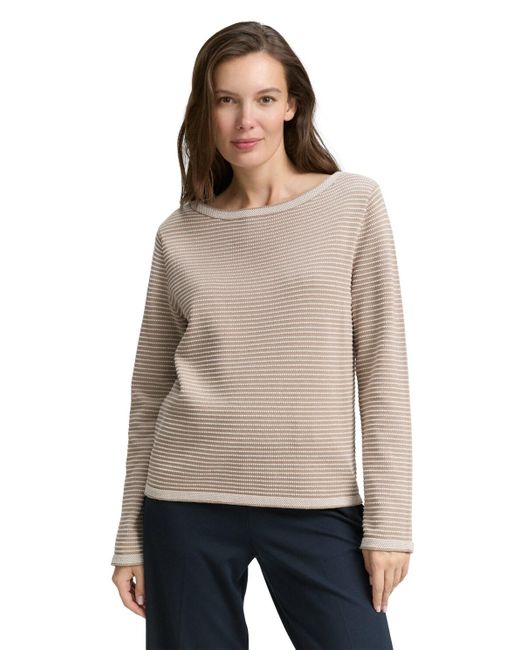 Tom Tailor Natural Strickpullover mit U-Boot-Ausschnitt