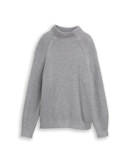 Tom Tailor Gray Loose Fit Strickpullover mit Stehkragen