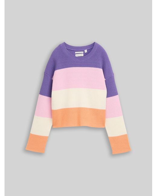 Tom Tailor Purple Mädchen Cropped Strickpullover mit Colour Blocking