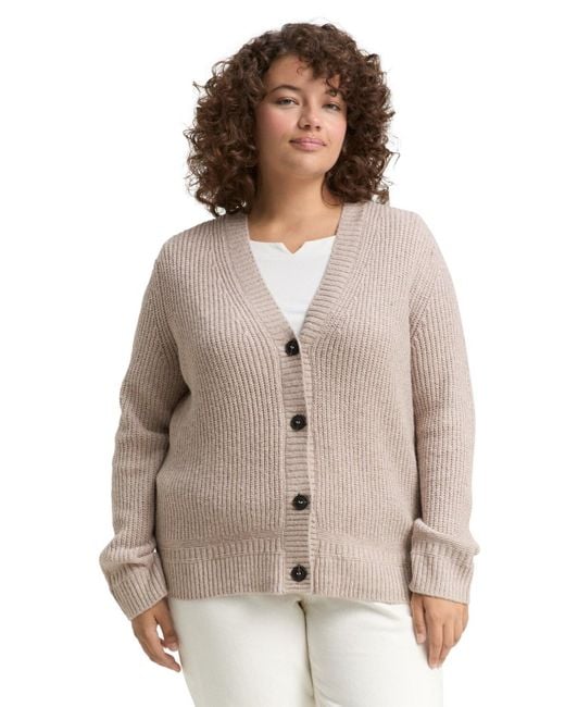 Tom Tailor White Plus Size - Ripp Cardigan mit V-Ausschnitt