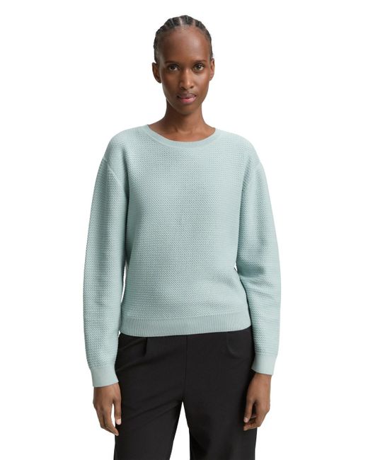 Tom Tailor Blue DENIM Strickpullover mit Rundhalsausschnitt