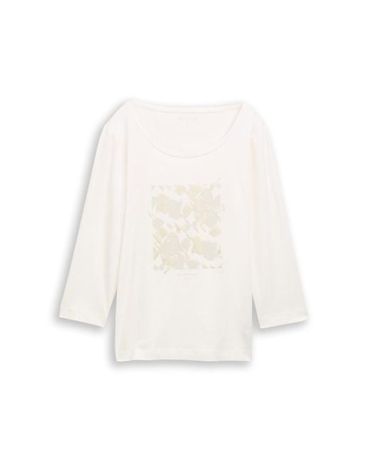 Tom Tailor White Langarmshirt mit Print