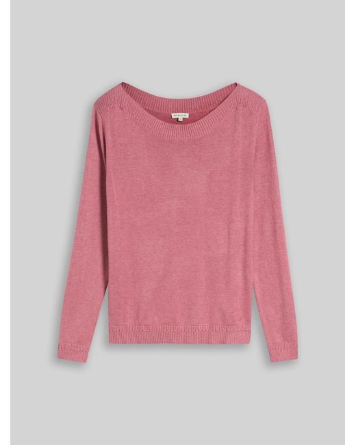 Tom Tailor Pink Strickpullover mit U-Boot-Ausschnitt