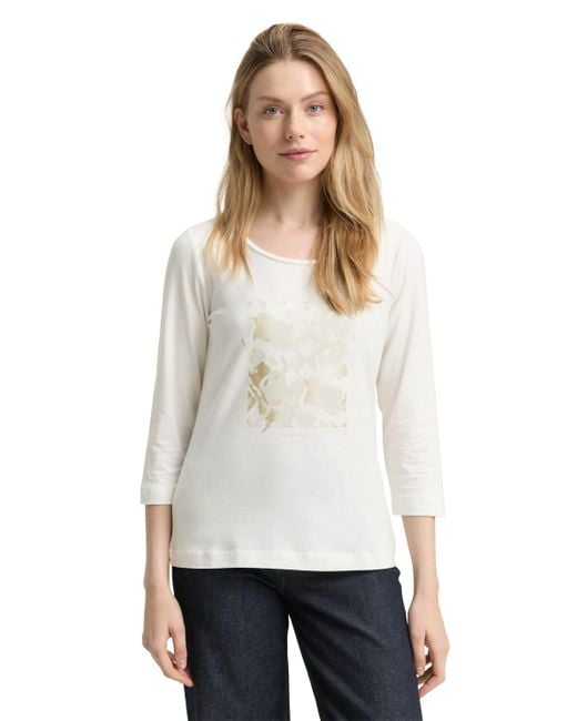 Tom Tailor White Langarmshirt mit Print