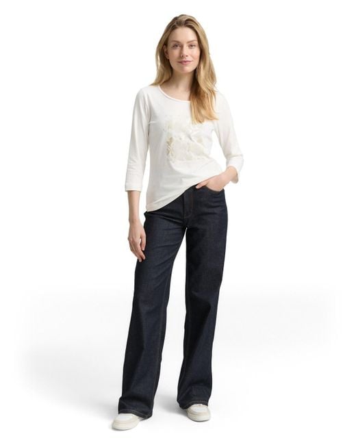 Tom Tailor White Langarmshirt mit Print