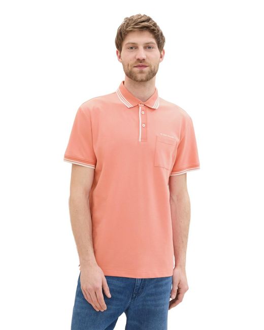Tom Tailor Poloshirt mit Brusttasche in Pink für Herren