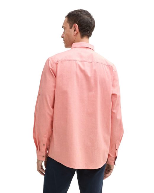 Tom Tailor Regular Fit Hemd mit verstellbarer Ärmellänge in Pink für Herren