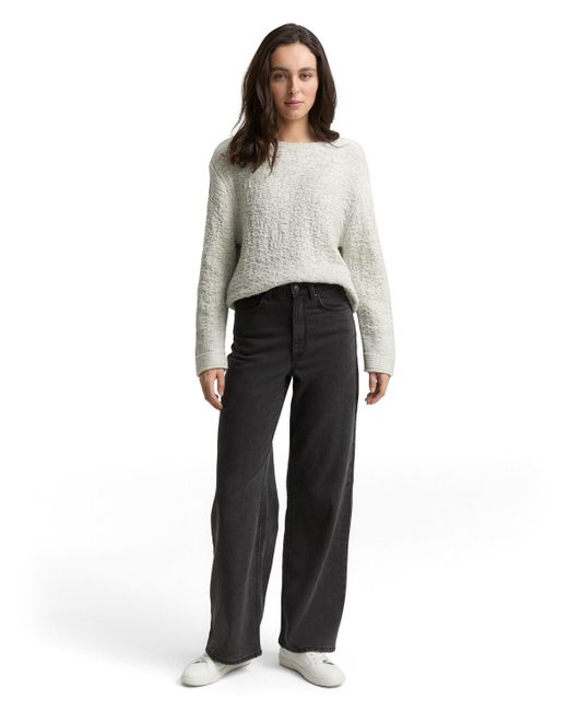 Tom Tailor White Strickpullover mit Struktur