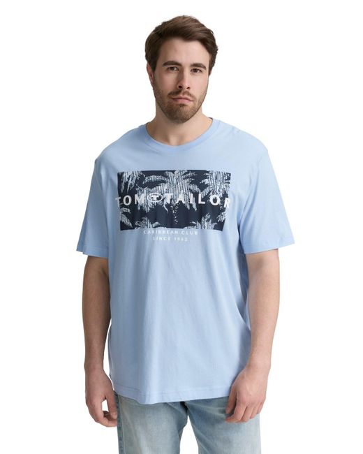 Tom Tailor Plus Size -T-Shirt mit Print in Blue für Herren