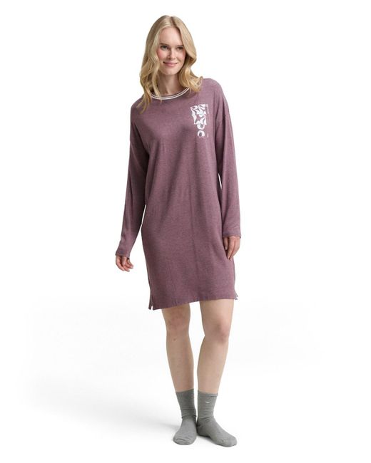 Tom Tailor Purple Nachthemd in Melange-Optik