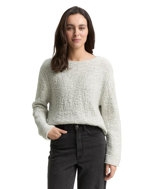 Tom Tailor White Strickpullover mit Struktur