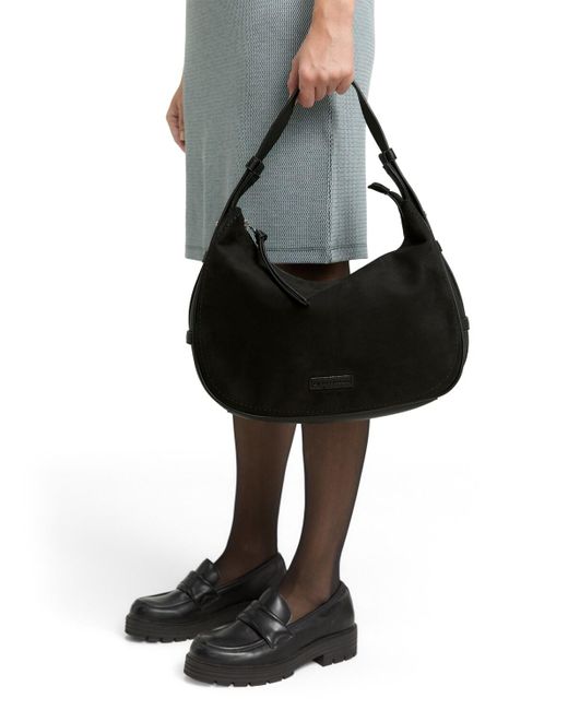 Tom Tailor Black TTLYSA M Schultertasche in Velourleder-Optik