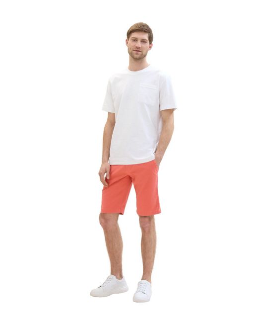Tom Tailor Slim Chino Shorts mit Gürtel in Red für Herren