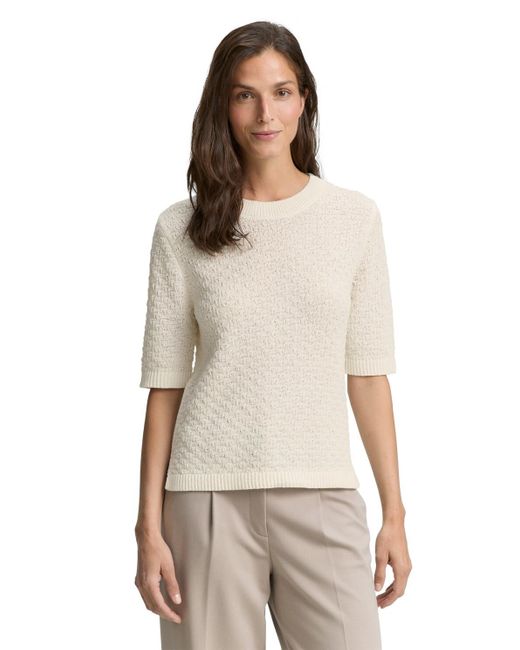 Tom Tailor White Strickpullover mit Struktur