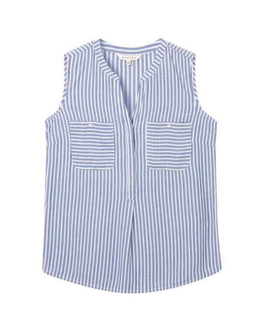 Tom Tailor Blue Gestreifte Ärmellose Bluse