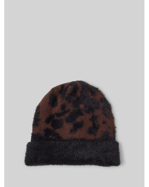 Tom Tailor Black Beanie Mütze mit Leo-Print