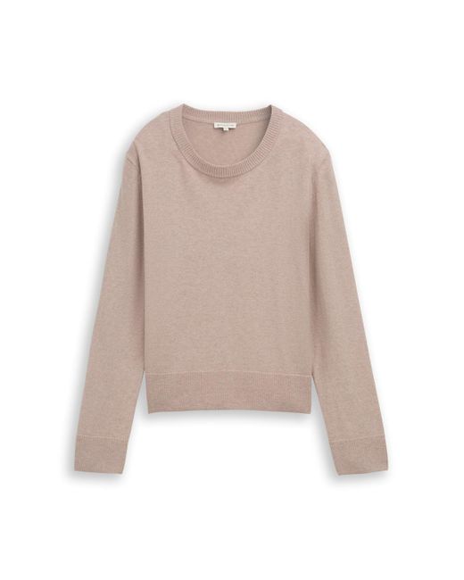 Tom Tailor Natural Strickpullover mit Rundhalsausschnitt