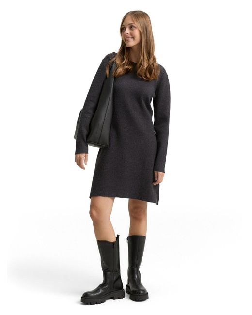 Tom Tailor Black DENIM Mini Skater Strickkleid
