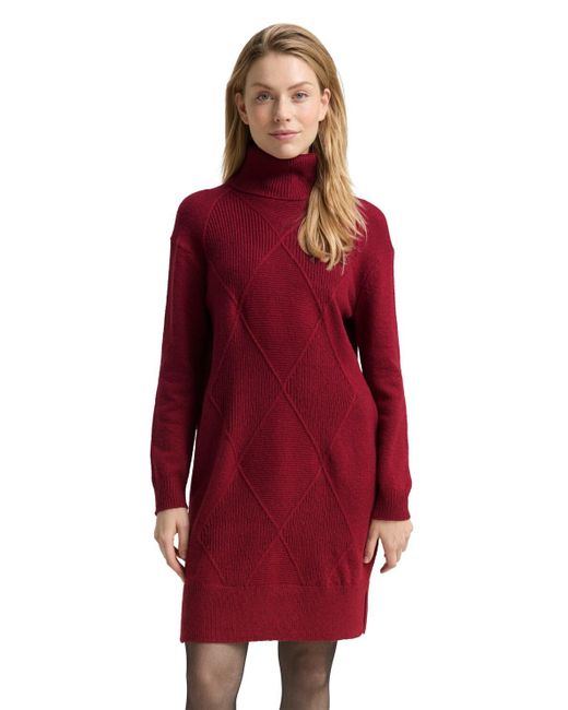 Tom Tailor Red Loose Fit Strickkleid
