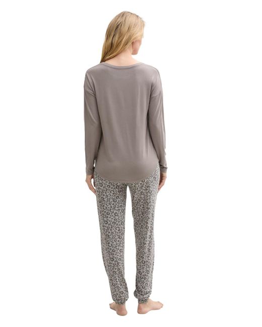 Tom Tailor Gray Pyjama-Set mit Allover-Print