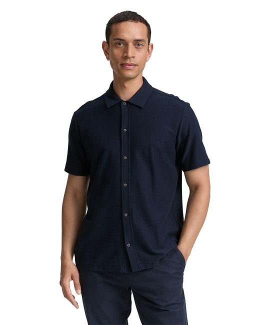 Tom Tailor Regular Fit Kurzarmhemd aus Jersey in Blue für Herren