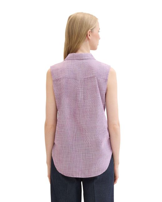 Tom Tailor Purple Ärmellose Bluse mit Brusttaschen