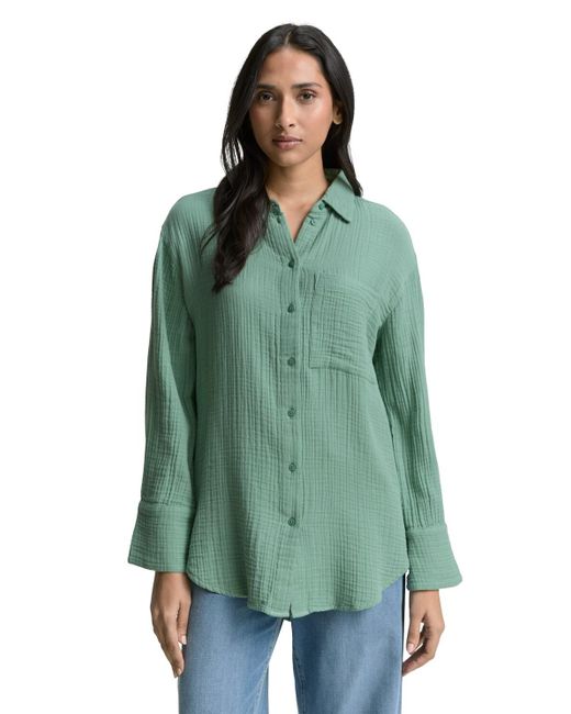 Tom Tailor Green Oversize Musselin Hemdbluse