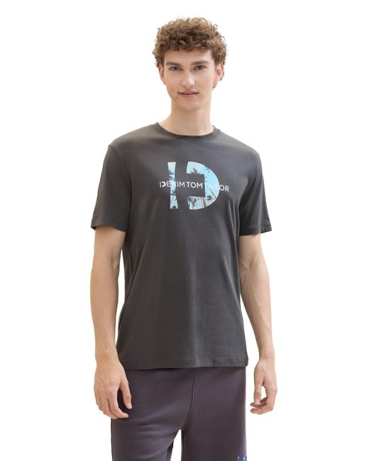 Tom Tailor DENIM T-Shirt mit Fotoprint in Black für Herren