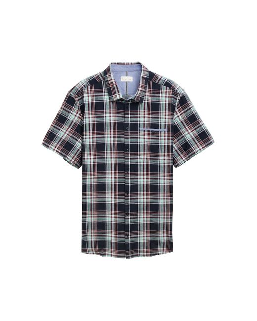 Tom Tailor Plus Size - Regular Fit Kurzarmhemd mit Karomuster in Blue für Herren