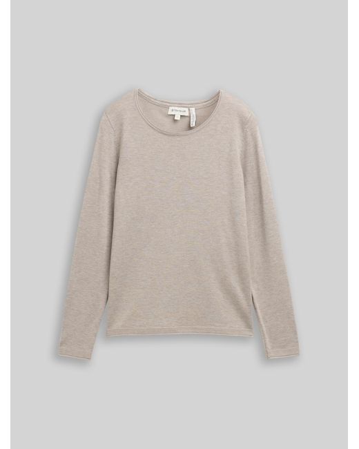 Tom Tailor White Basic Strickpullover mit Rundhalsausschnitt